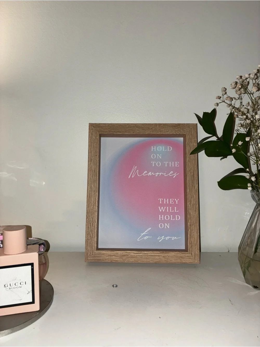 Wooden Framed Pink Room Decor Wall Art